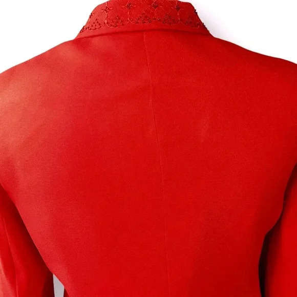 NYP Suits Vintage Blazer Buttoned Suit Jacket Size 14 Embroidered Beaded Red - Picture 12 of 15